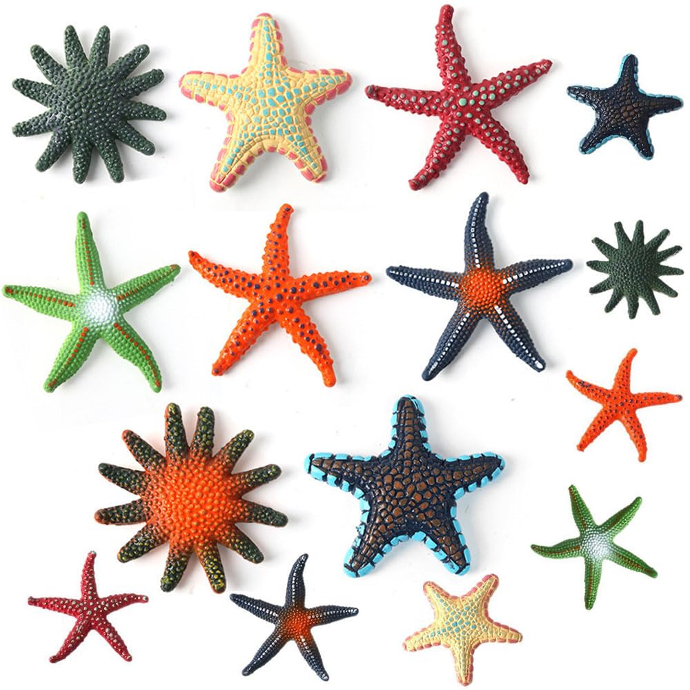 Qtopun 16 Packs Silicone Starfish, Diving Pool Soft Rubber Sea Star Summer Swimming Diving Set Swim Training Search & Find Game