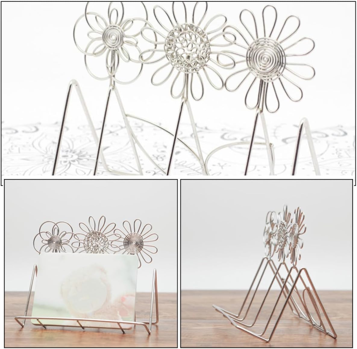 Stainless Steel Vertical Desktop Business Card Holder for Office Organizer image 3