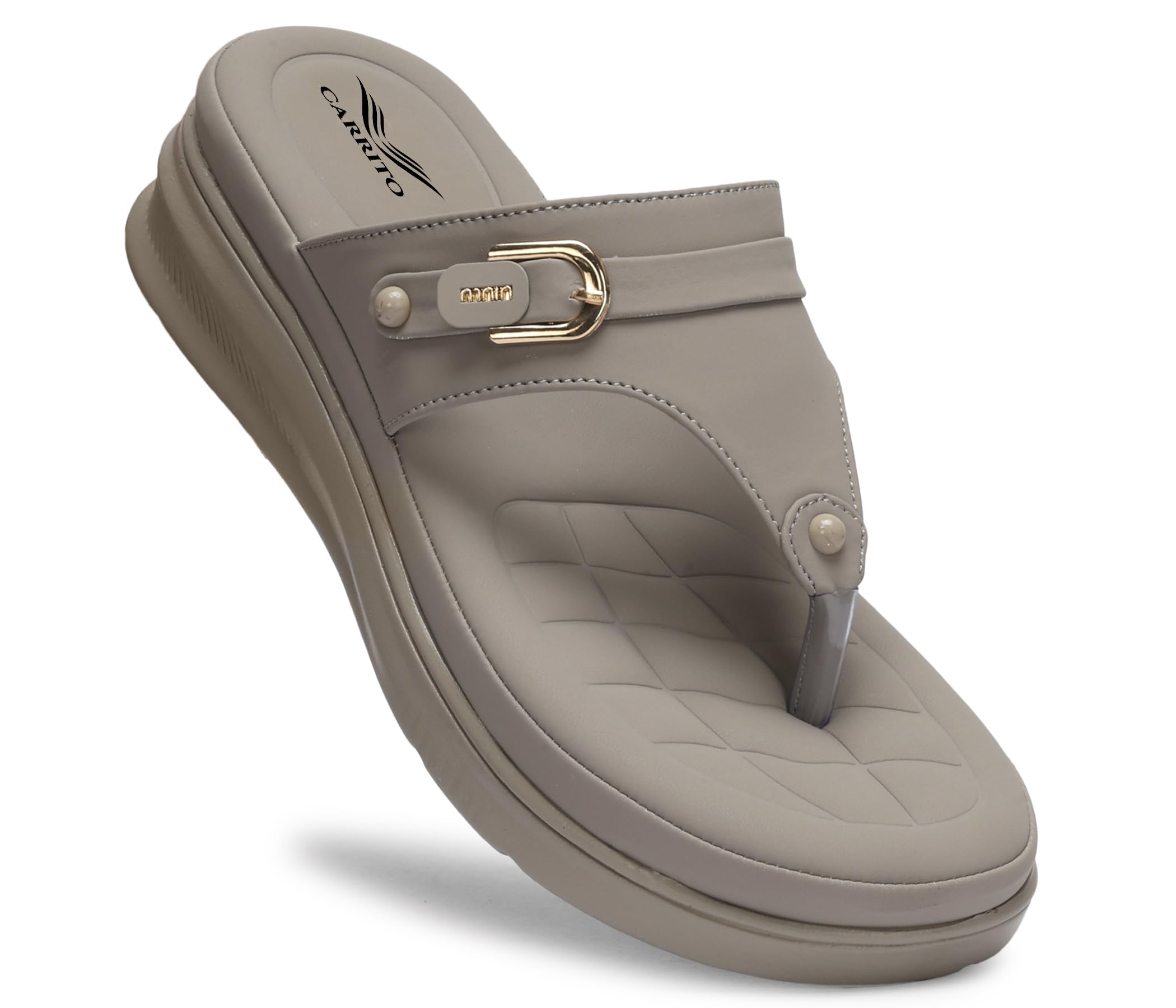 Carrito Women Wedge Heels Thong Sandals Gray Grey - Image 1