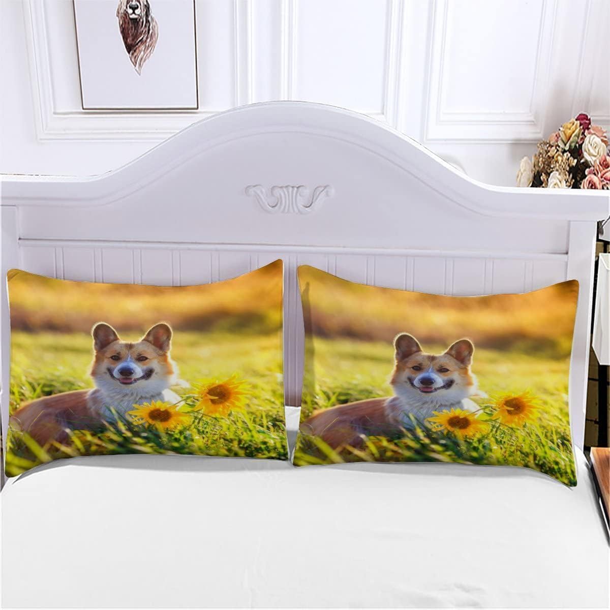 Poszwa na kołdrę 240x260 Corgis Miękka mikrofibra Łóżko 2-osobowe drukowane 3D Śliczne zwierzęta i zwierzęta Poszwy na kołdrę z 2 poszewkami na poduszki i zamkiem błyskawicznym h.2292