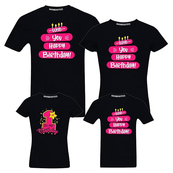 Buy Rainbowtees Wish You Happy 1st First Birthday Family Tshirts Set Of 4 For Father Mother And Kids Black Mail The Sizes To Gangsters 4006 Gmail Com At Amazon In