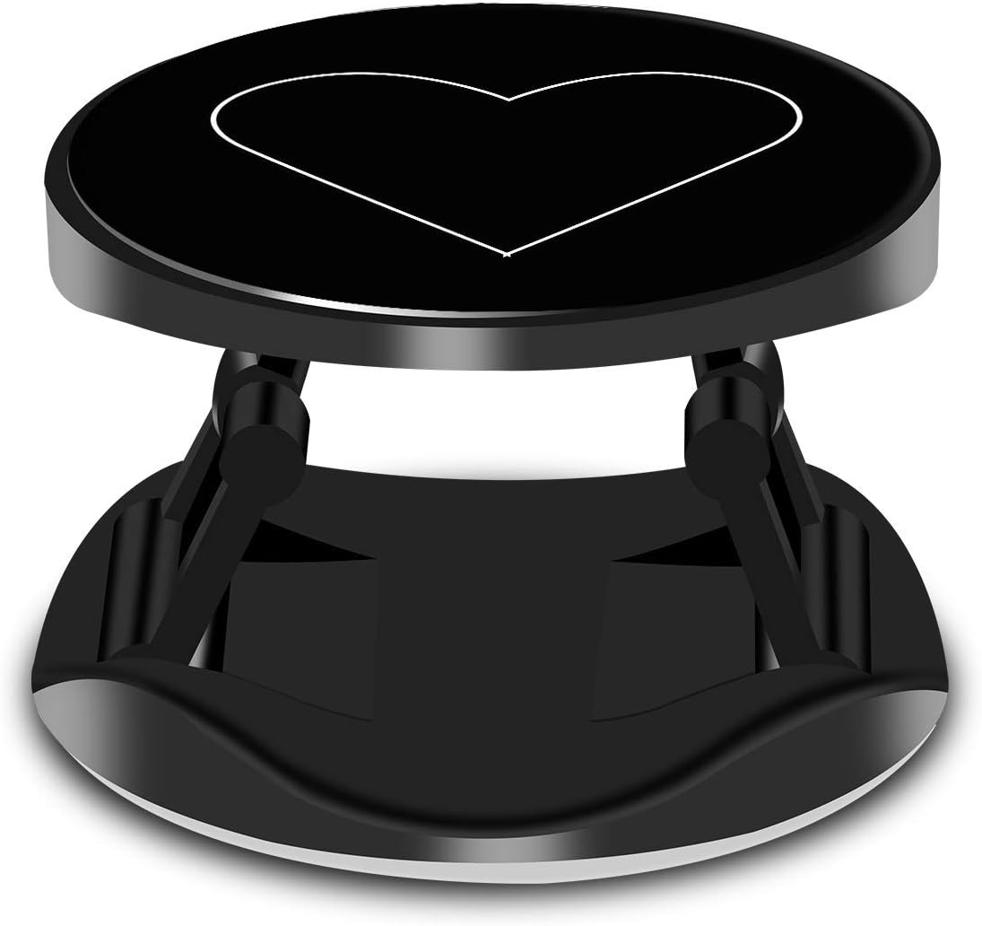 Multi-Function Mounts and Stands, Expanding Stand Grip Mount Socket for Smartphones, Tablets and Phone, Multifunctional Mobile Phone Folding Stand - White Heart Black