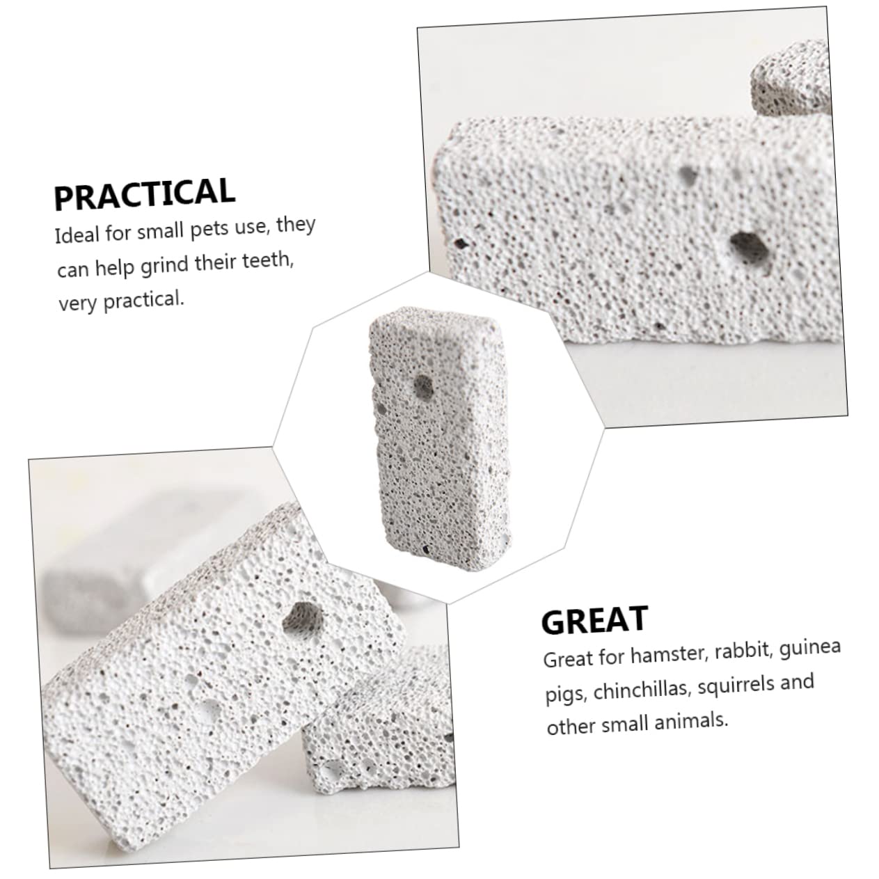INOOMP 120pièces Molar Stones pour Hamsters De Pierres à Mâcher Volcaniques pour Petits Animaux Sécurisées Et Saines pour Dents Idéales pour Chinchillas Lapins Et Cobayes