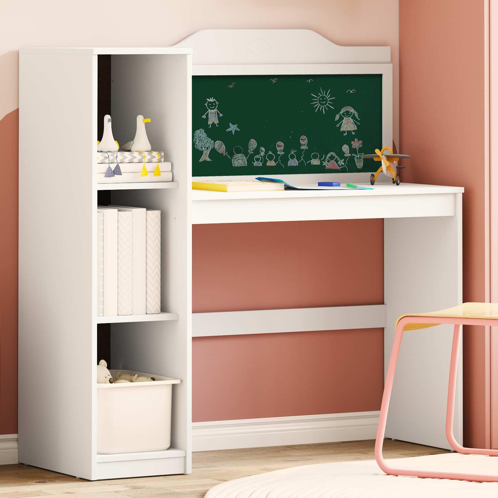 Moderna lavagna da 120 x 45 x 118 cm con ripiano, in legno, stabile e versatile, per casa o studio
