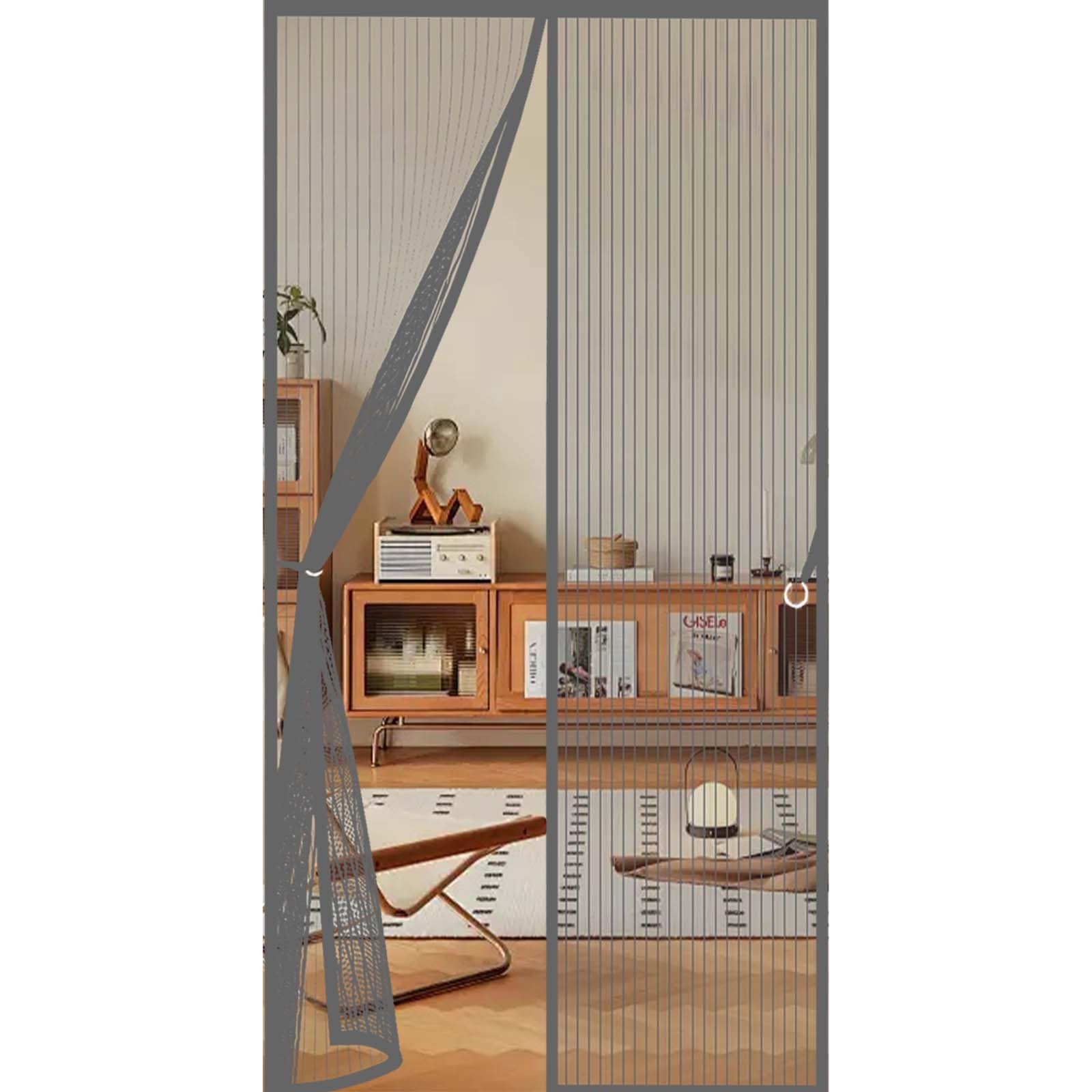 Feijdon Grey Magnetic Fly Screen For Doors 130 X 255 Cm Durable, Keeps Bugs Out, Kid And Pet Friendly Heavy Duty Self-Sealing Fly Mesh Hundreds Of Sizes, Lets Fresh Air In,