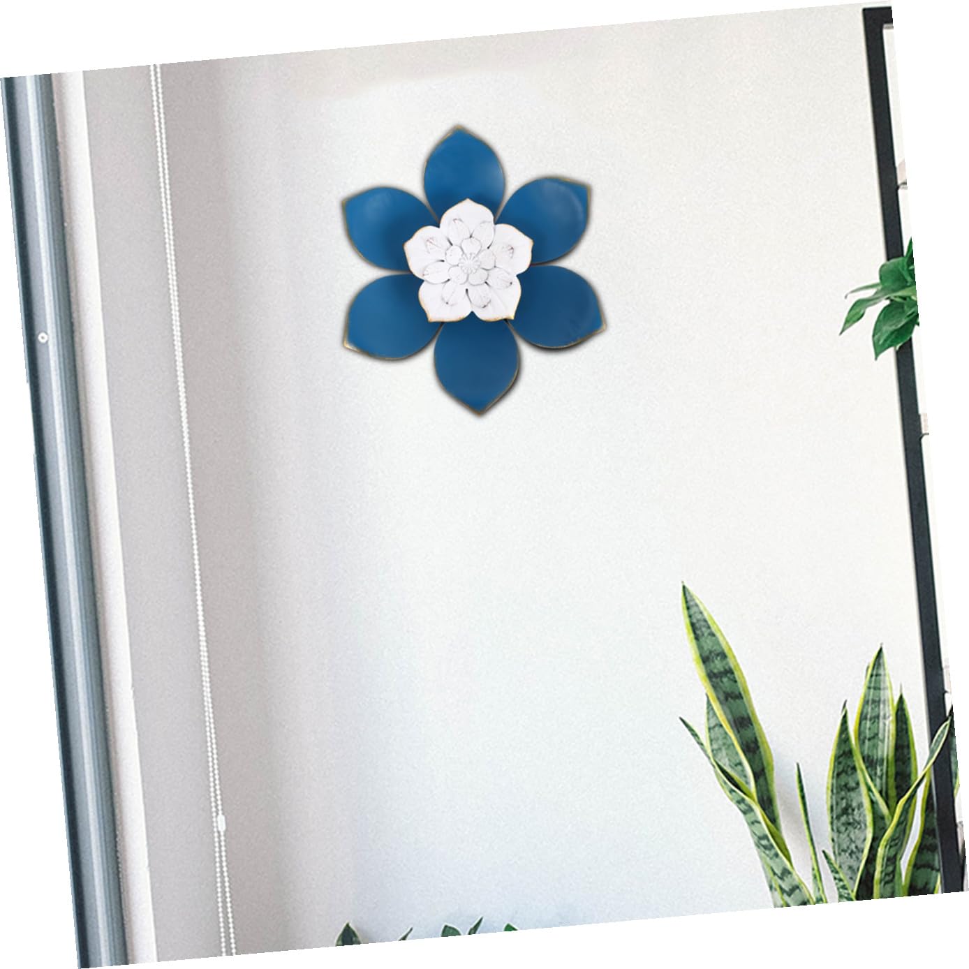 Abaodam Fiore Decorativo da Parete in Ferro Blu per Casa e Camera
