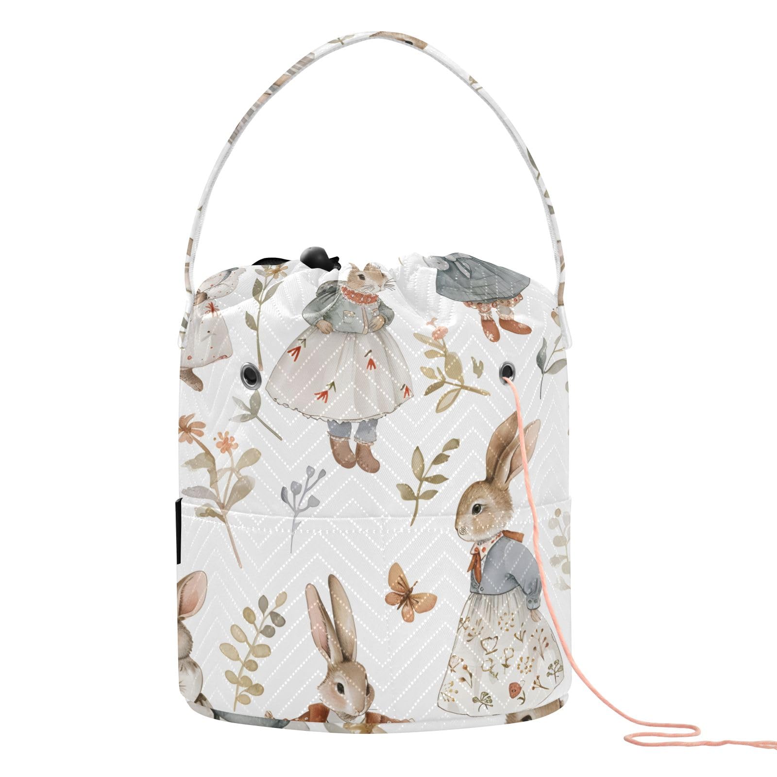 Yarn Storage Bag Small Crochet Bag Knitting Bag Organizer Rabbit Anthropomorphic Yarn Bags for Crocheting Basket