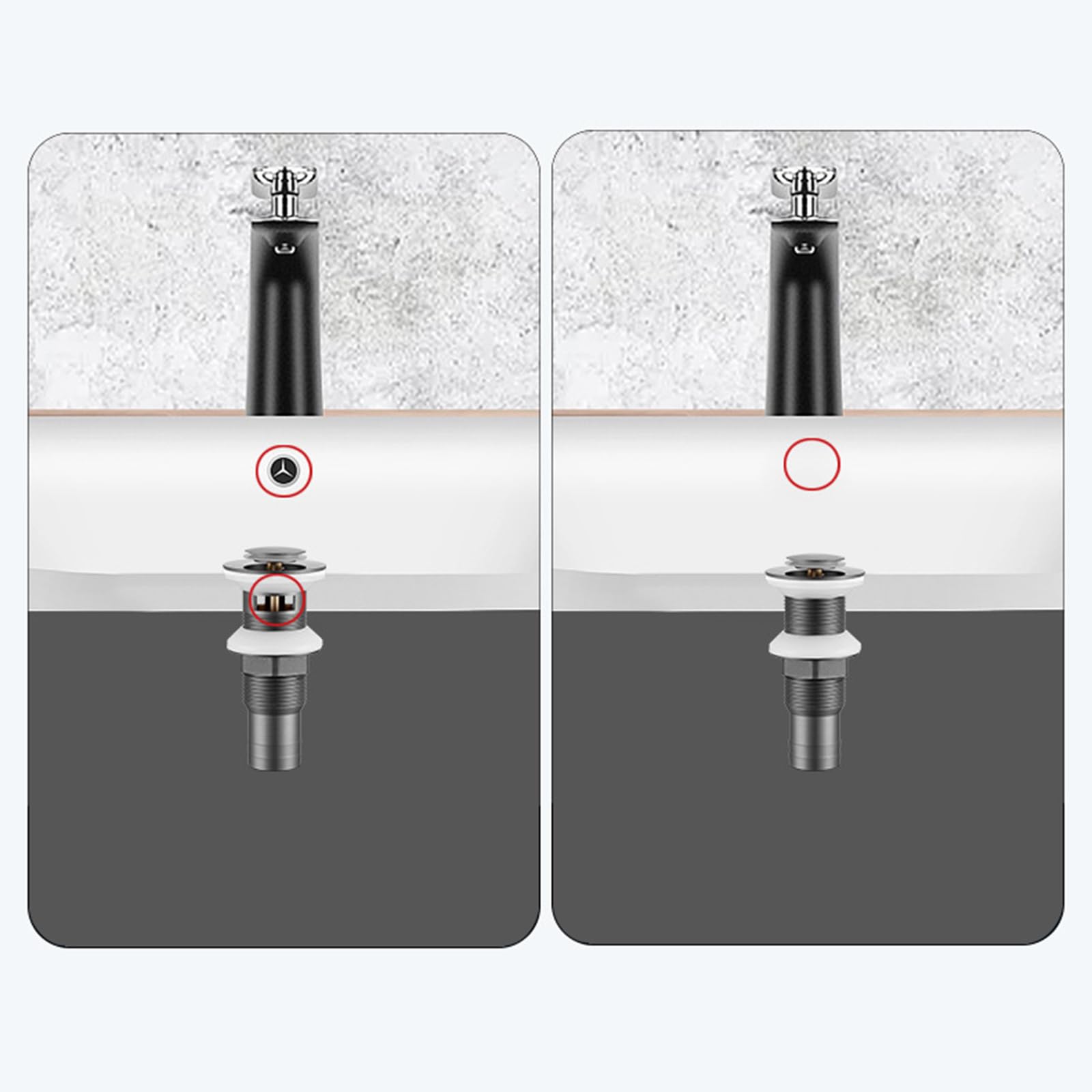 DesagüE Lavabo Con Rebosadero,Valvula Click Clack Lavabo,VáLvula DesagüE Lavabo,Agua De Empuje Y Rebote,Agua Anticorrosión De Cobre,Cromo B
