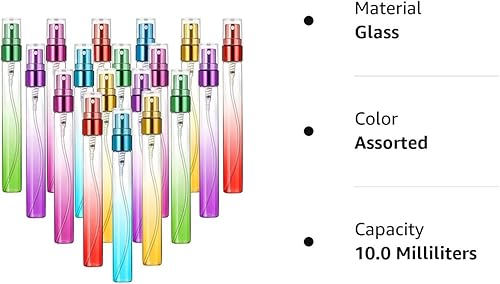Miniatura 8 de 18 mini botellas de perfume de 0.3 fl oz de vidrio colorido rociador de niebla fina botellas de aerosol vacías envase recargable atomizador de