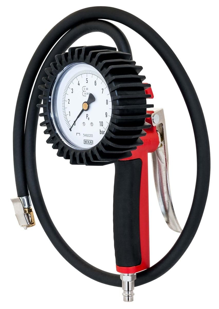 Testeur de pression des pneumatiques pistolet calibré 10 bar Pistolet POWAIR0102 Gonfleur à pneus Manomètre pneus Wika Manomètre