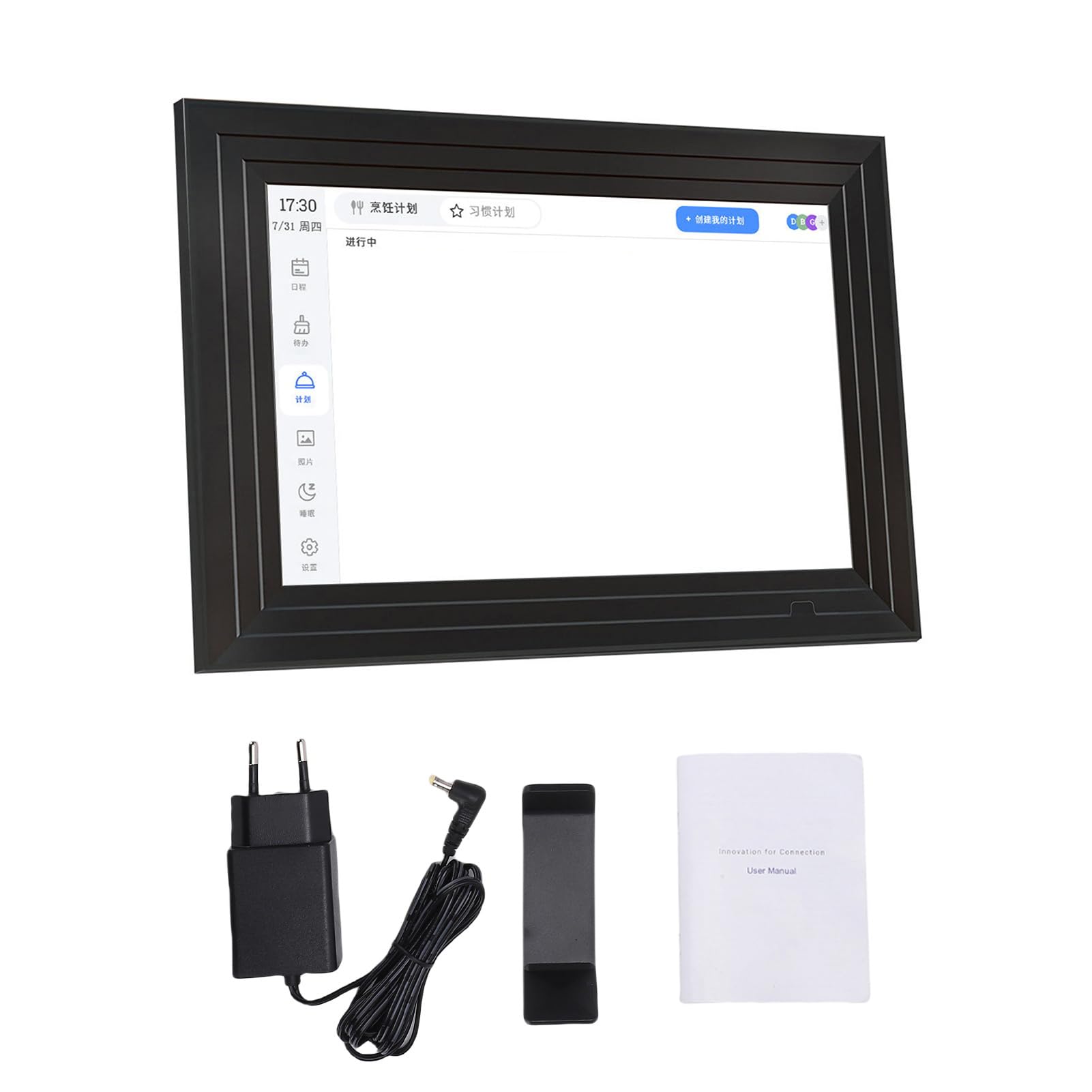 Dpofirs Intelligenter 10,1-Zoll-Kalenderplaner mit Touchscreen für Nahtlose Terminplanung und Familienorganisation für Vielbeschäftigte Eltern und Berufstätige, ABS-Gehäuse (BLACK)