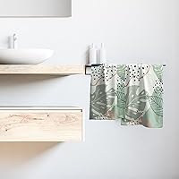 Vista 6 de Giwawa Juego de 2 toallas de mano bohemias verdes con hojas tropicales, para la cara de los dedos, toallas suaves y absorbentes para cocina