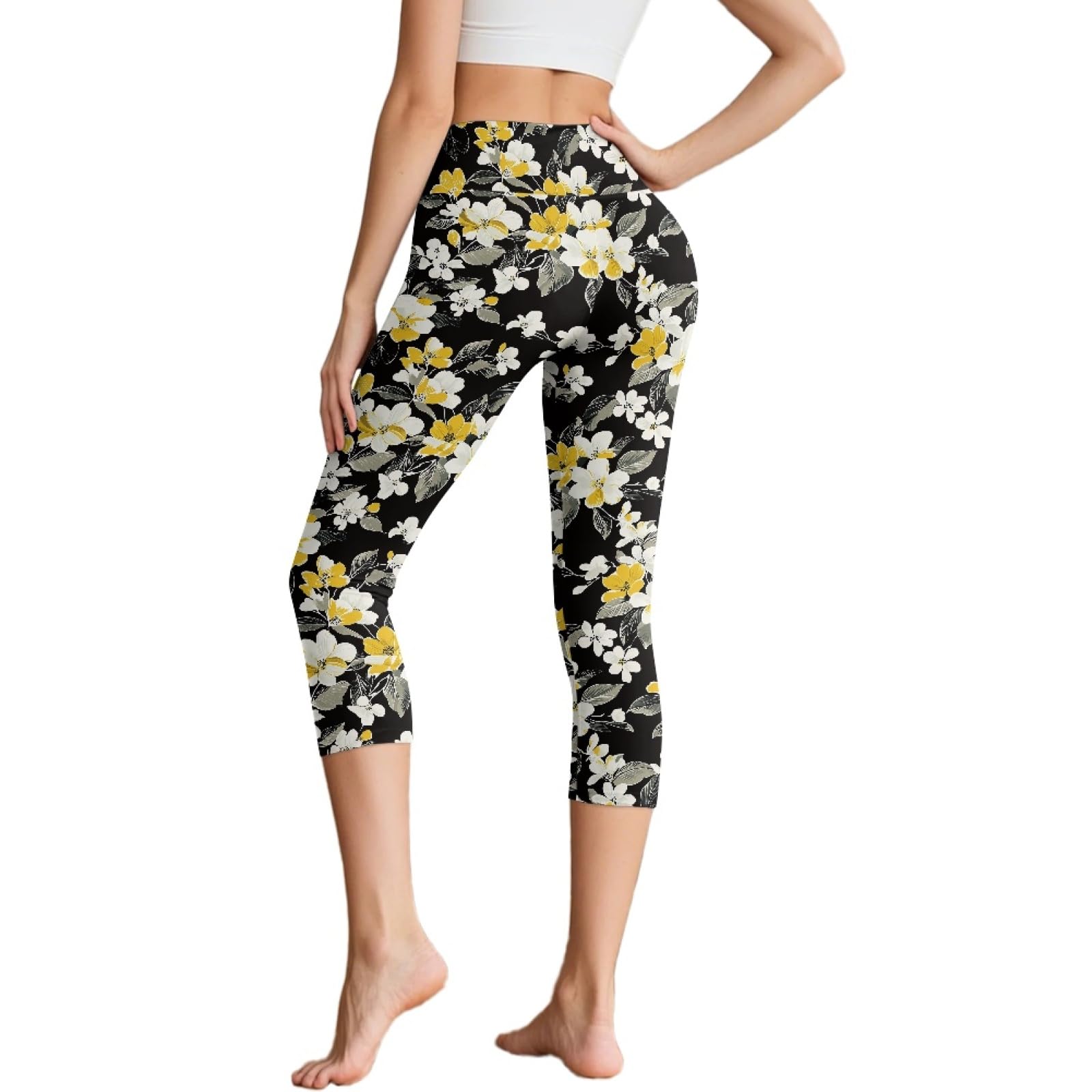 Amzbeauty Leggings capri con bolsillos, pantalones recortados, pantalones de yoga para mujer, para correr, entrenamiento, ejercicio físico