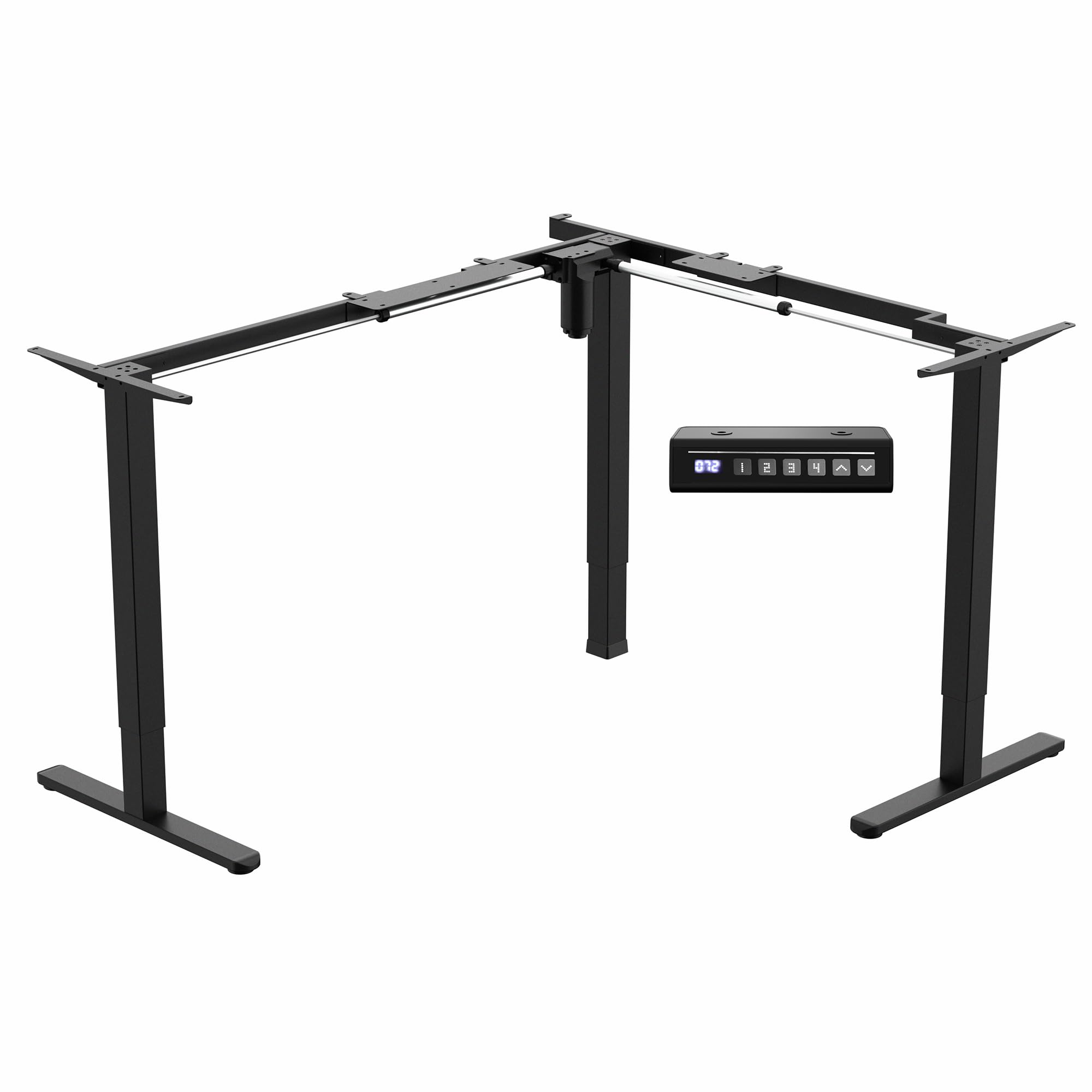 VIVO Medium Electric Single Motor Height Adjustable 3-Leg Corner Desk Standing Frame, Holds up to 225 lbs, Sit Stand L-Shaped Motorized Legs Only,
