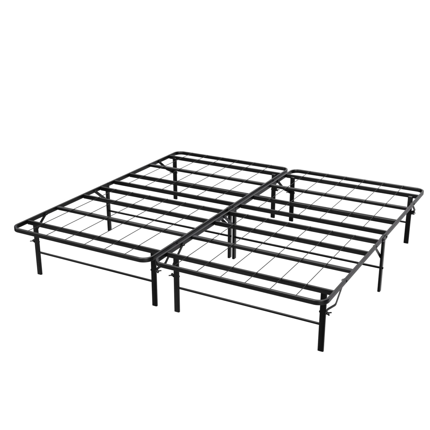 PayLessHere Metal Bed Frame Foldable Metal Platform Mattress Foundation with Support Up to 1000lbs Steel Slats Support Noise Free Heavy Duty Bed Frame Easy Assembly, Short Queen