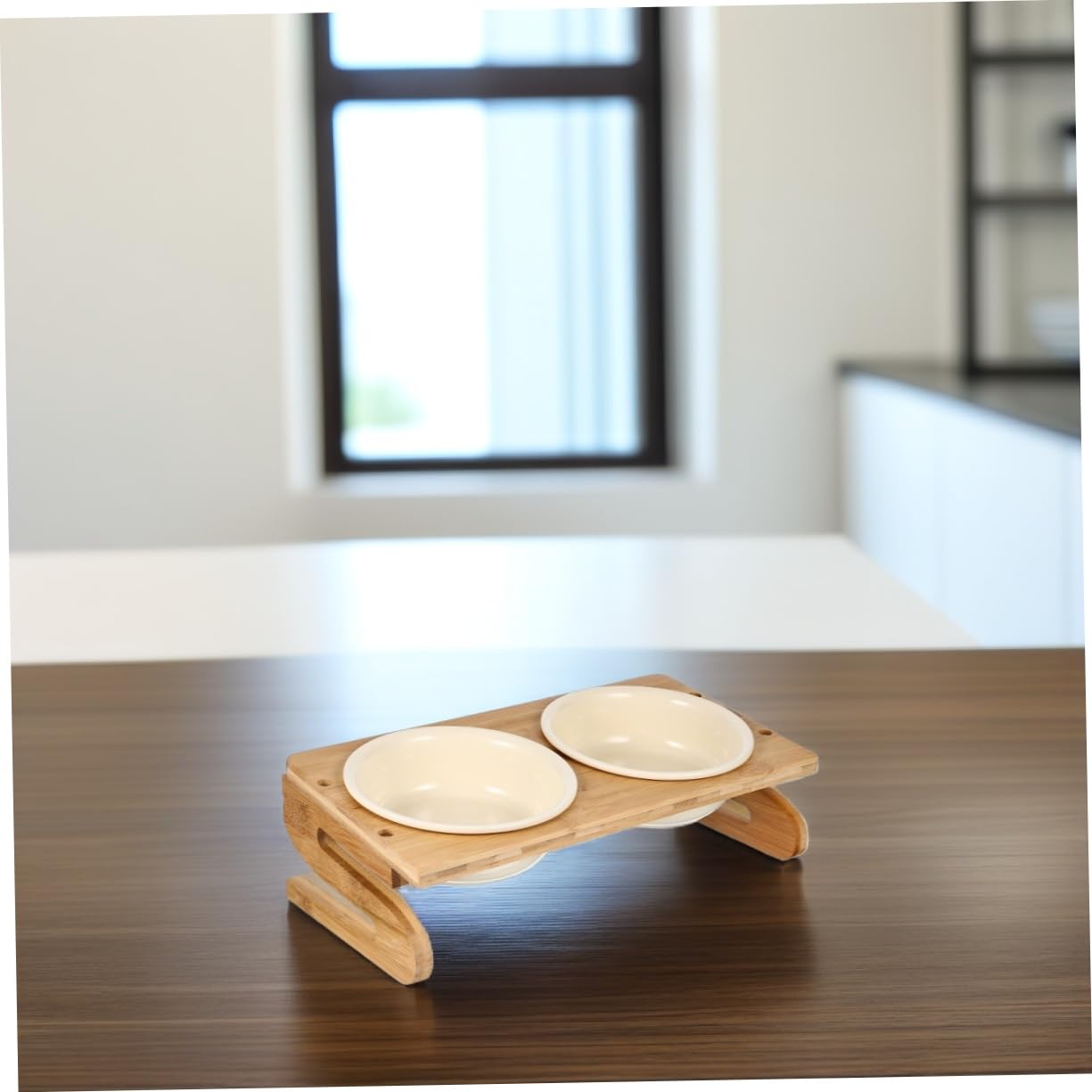 1set Ciotola Per Gatti Elevata Ceramica Ciotola Antiscivolo Per Alimentazione Con Supporto Bamboo Per Comfort e Benessere Degli Animali Domestici