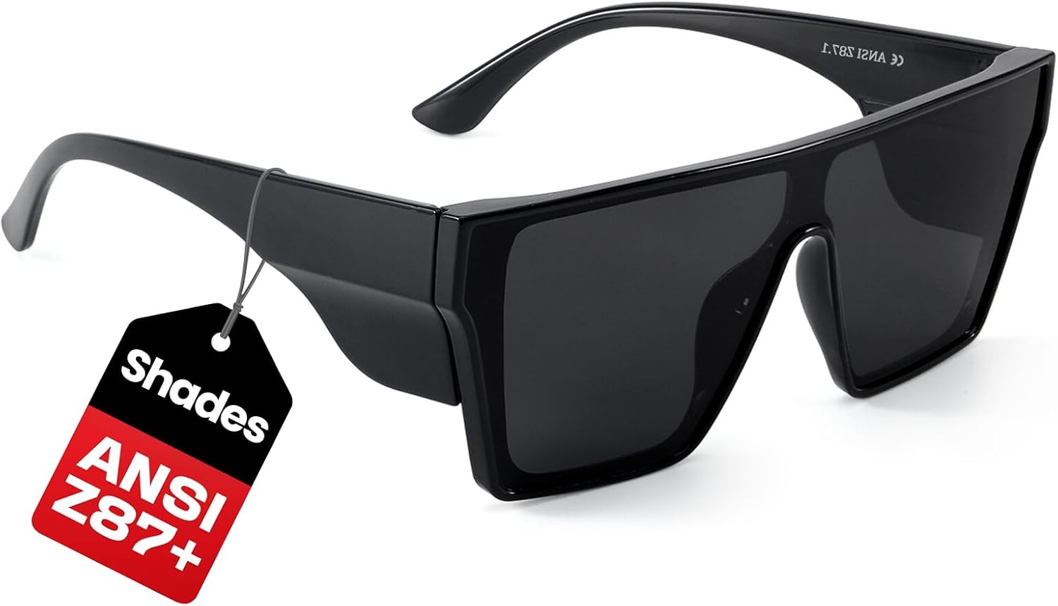 SODQW Ansi Z87 Big Sunglasses for Men Polarized Square Safety Glasses UV400 Wrap-Around Protection Oversized Sun Glasses