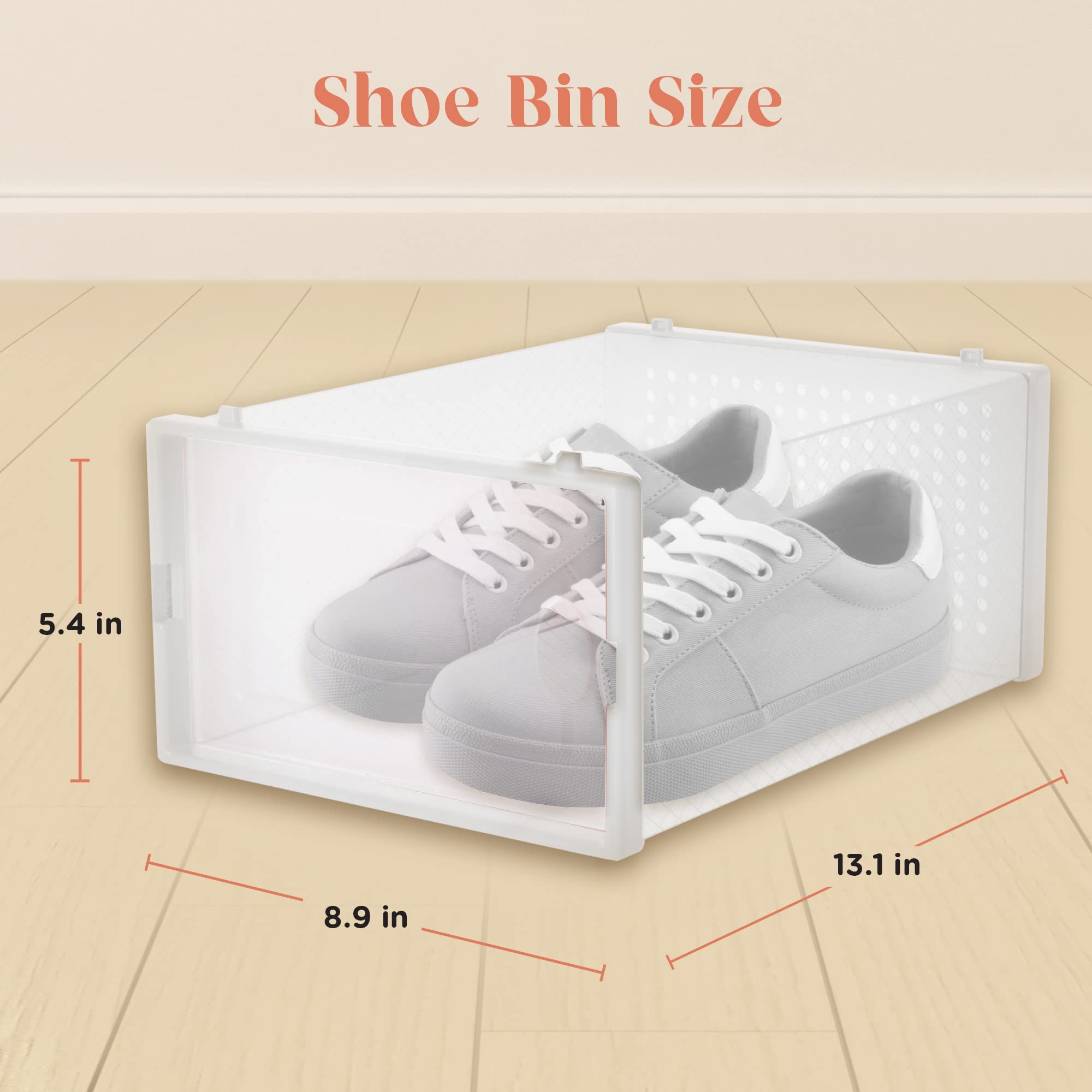12Pack Shoe Storage Boxes Shoes Organizer for Closet Clear Plastic