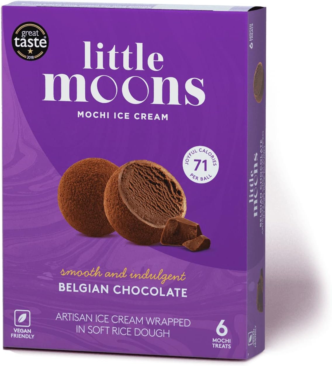 Little Moons Belgian Vegan Chocolate Mochi Ice Cream, 6 x 32g (Frozen)