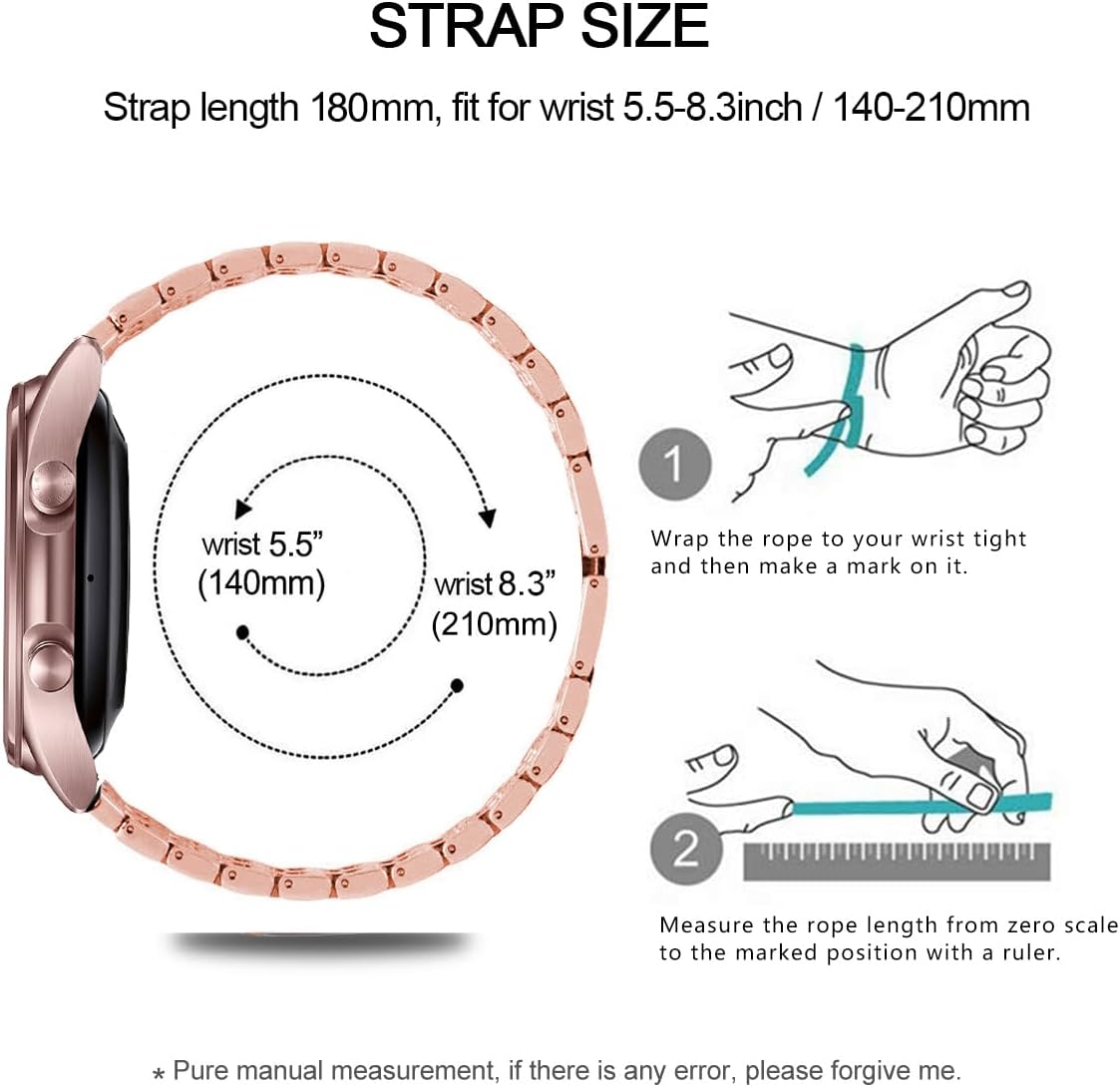 Bands Compatible with Samsung Galaxy Watch 3 (41mm), 20mm Luxury Diamond Stainless Steel Metal Bracelet with Rhinestone Bezel Ring Case Cover Replacement for Women Men - Image 6