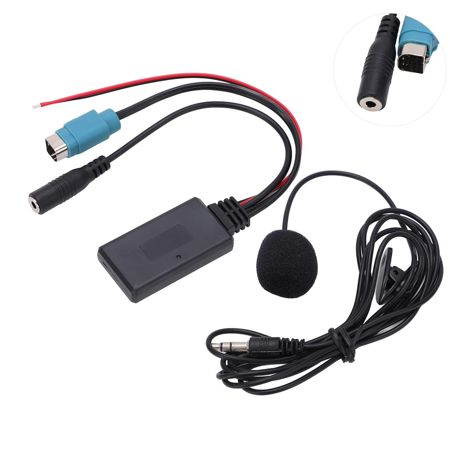EBTOOLS Cavo Bluetooth Stereo Aux-In per Auto, Sostituzione per Alpine KCE-237B e Lettori CD dal 2009, Bluetooth 5.0, MP3, WMA, WAV, FLAC, DSD, Microfono Rimovibile, ABS, Nero Popolare