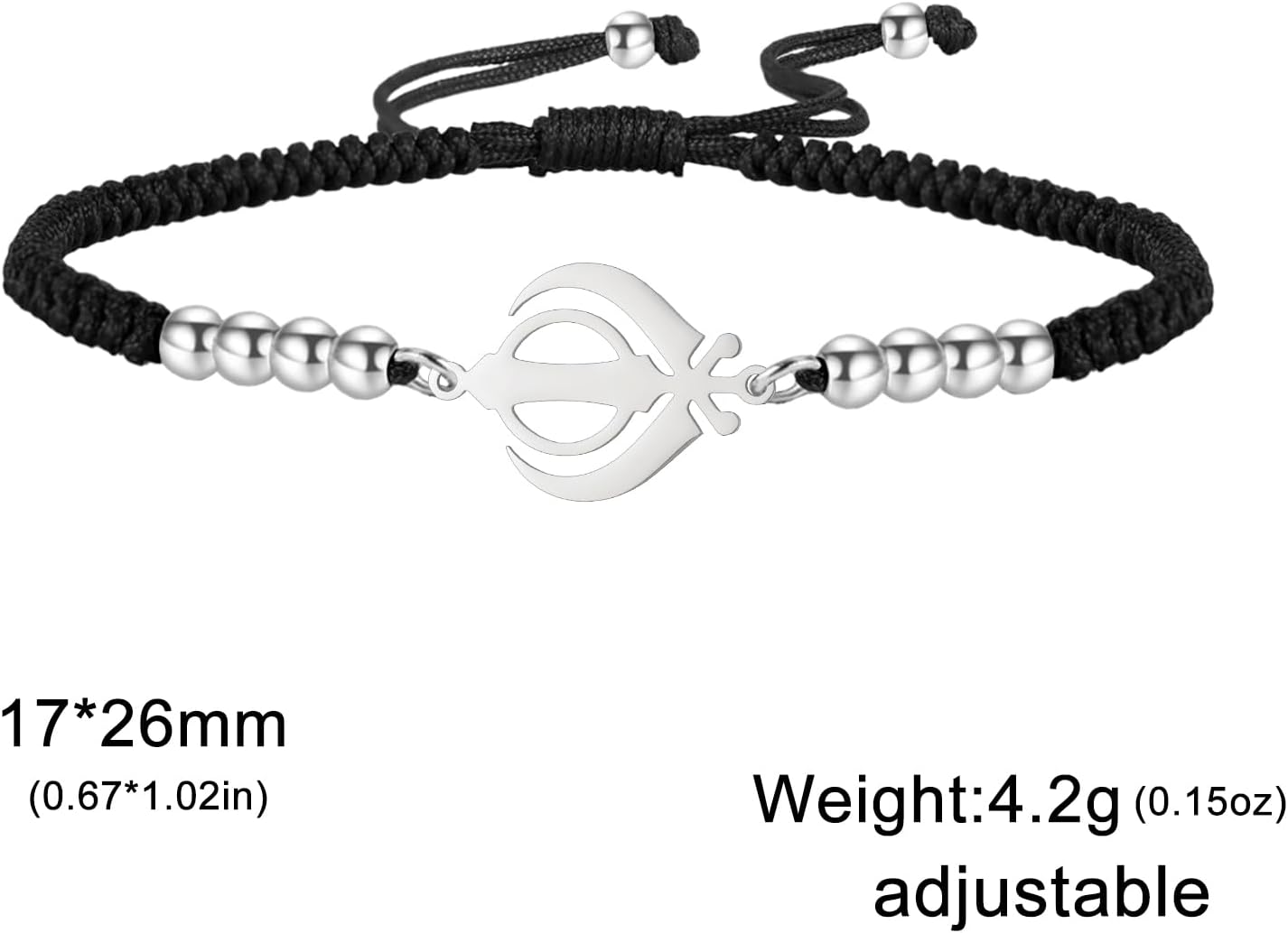 Amaxer Adjustable Sikhism Khanda Symbol Bracelet Stainless Steel Pendant Colorful Braided Cord Spiritual Jewelry for Women Men - Image 5