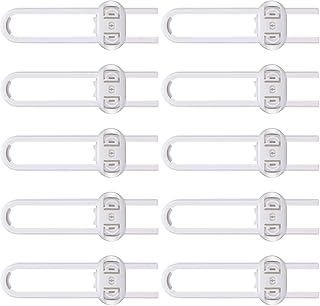 10-Pack Safety Cabinet Locks for babies, Child safety cabinet locks, baby Proof Cabinet latches, Adjustable U-Shaped Sliding Child locks for Closet cabinets Knob Handle(WHITE)
