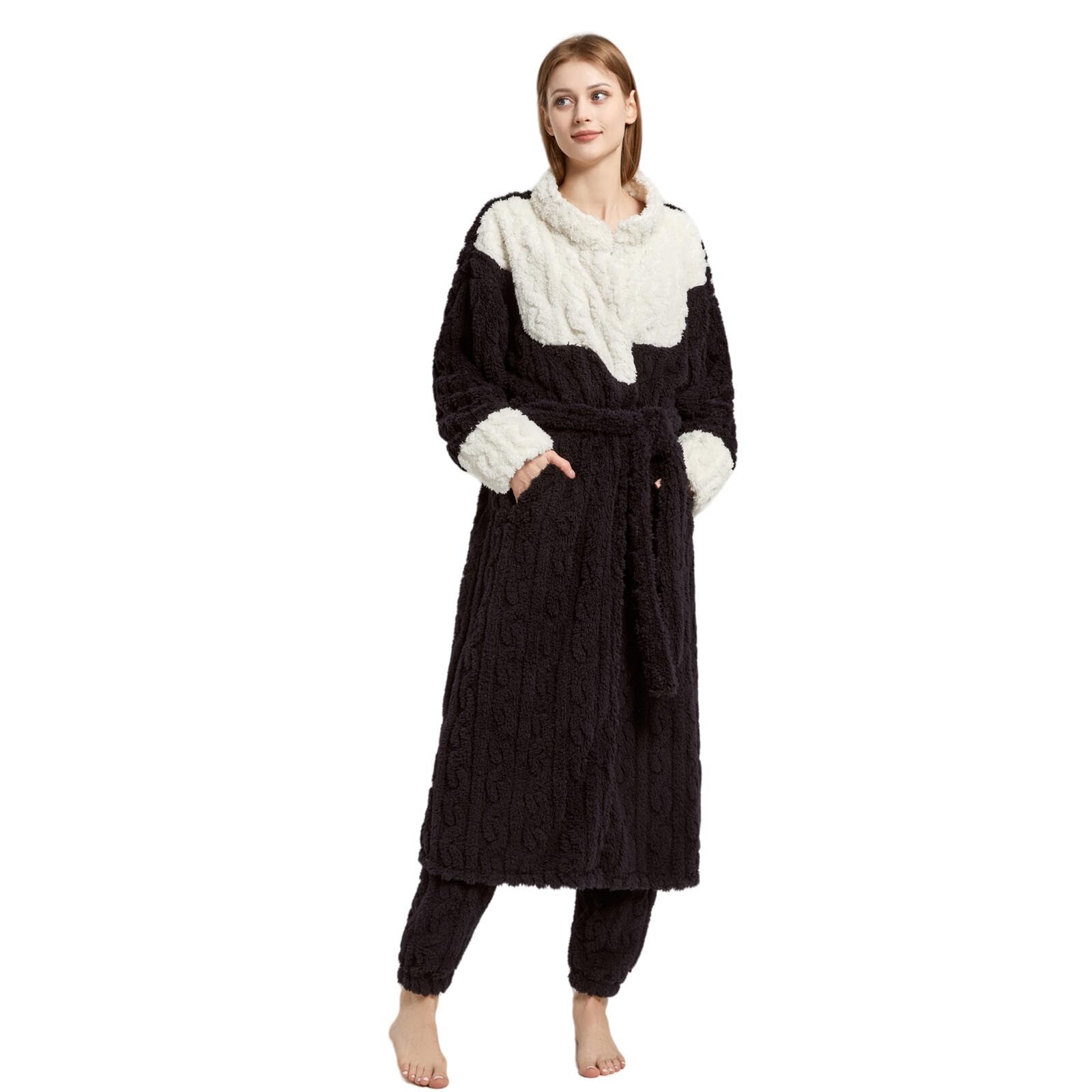 Pyjama d'hiver pour Femmes Ensemble De Pyjama en Polaire De Corail Doux Au Style Vintage, Vêtement D'Intérieur