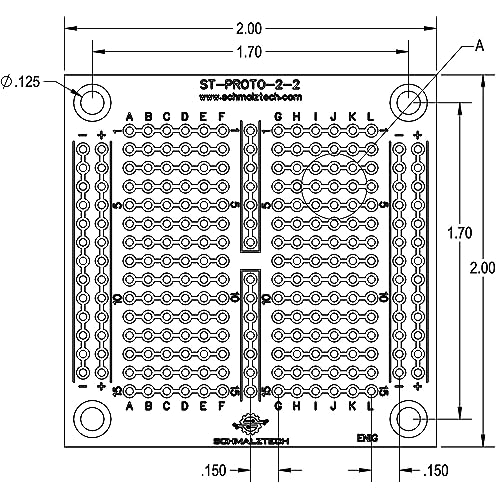 SchmalzTech Double Sided ENIG Protoboard, Solderable Breadboard, Electronic Circuit Board for DIY Prototype Circuit, FR4, Plated Through Hole Solder Prototype Board, ST-PROTO-2-2 (2" x 2") - Thumbnail 4