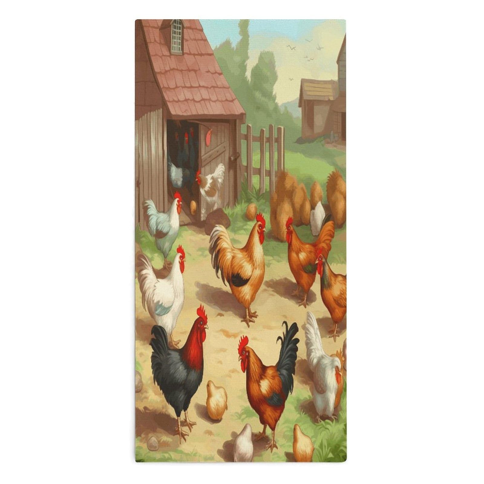 YUXBVKRS Roast Chicken Hen Farm Hand Towels for Bathroom 14x29 Inch