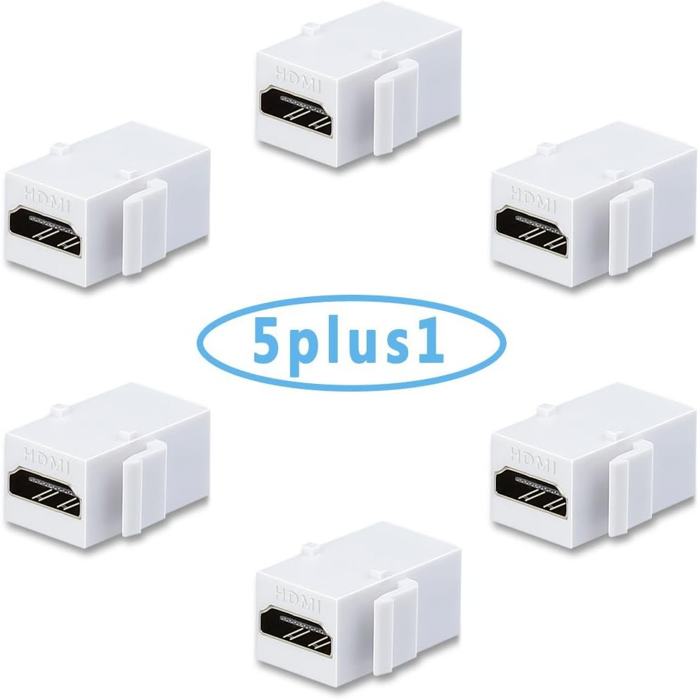 HDMI Keystone Jack, AVACON 6 Pack HDMI Keystone Insert Female to Female Coupler Adapter (White)