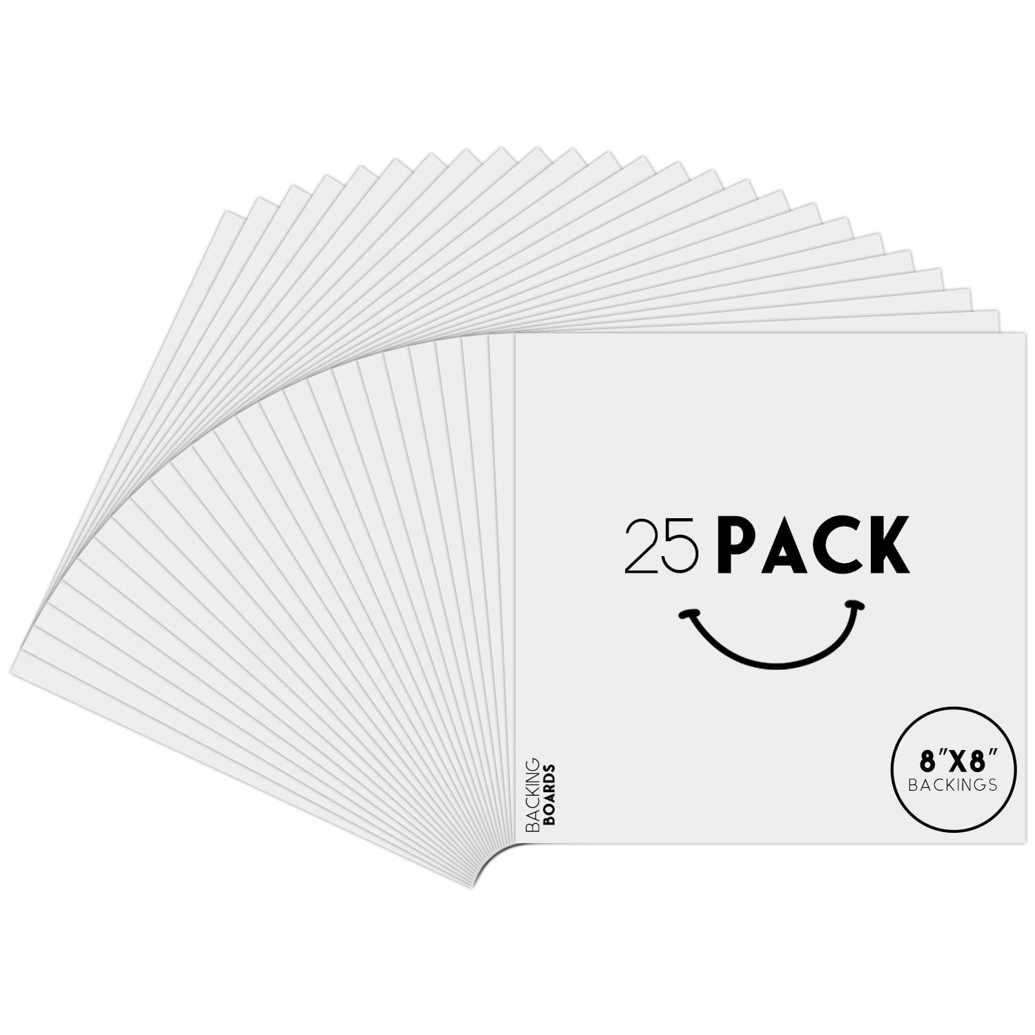 Golden State Art, 25 Pack 8X8 Bright White Backing Board for Frames, Pictures, Photos and More