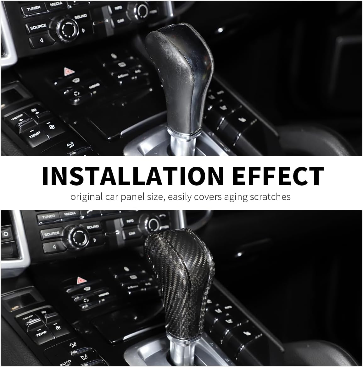 for Porsche Cayenne 2011 2012 2013 2014 2015 2016 2017 Real Carbon Fiber Car Center Gear Shift Head Cover Trim Stickers Car Interior Accessories (Style A+B)