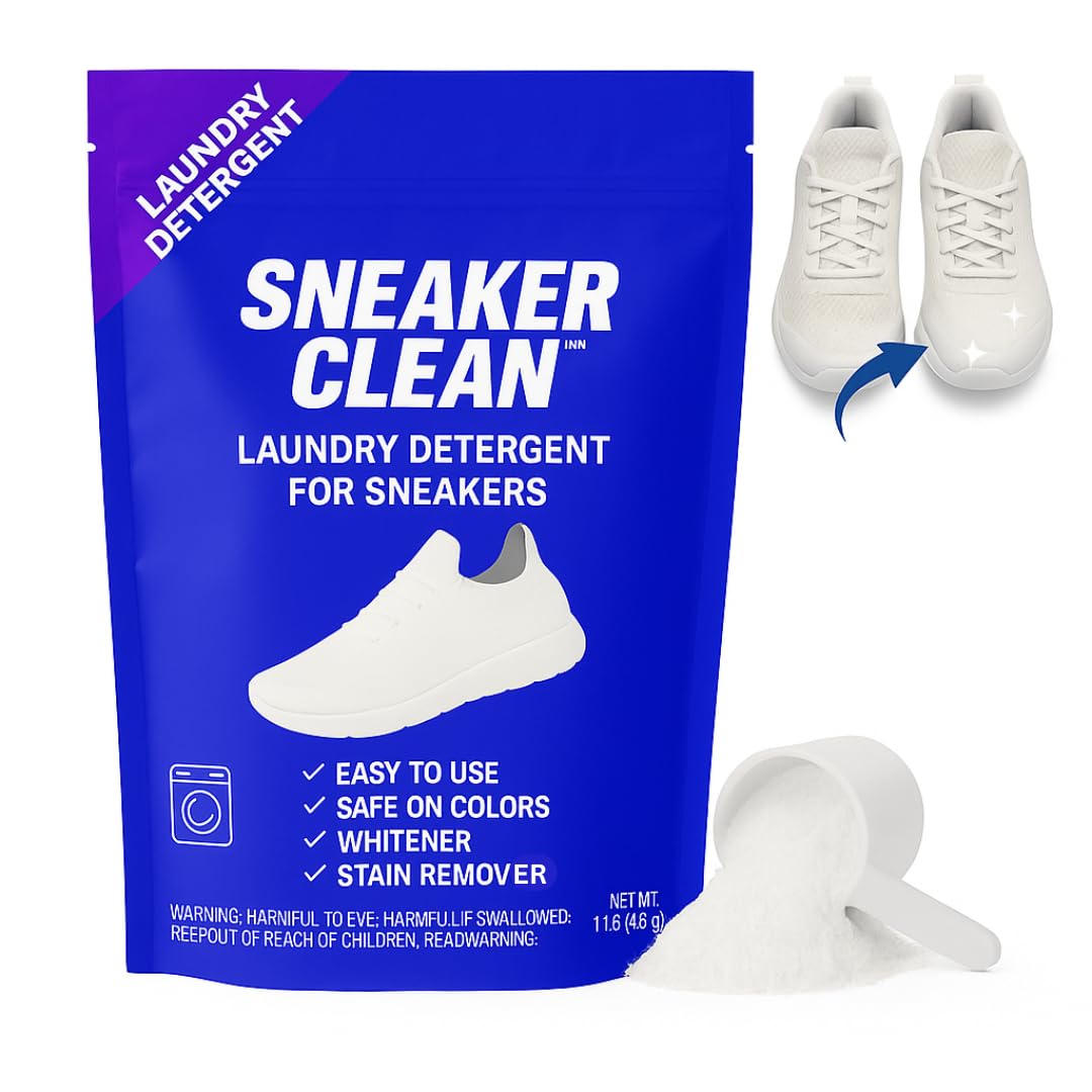 Sneaker Cleaner Kit, Shoe Cleaner for White & Colored Sneakers, Stain Remover, Deodorizer Powder, Washing Machine Safe