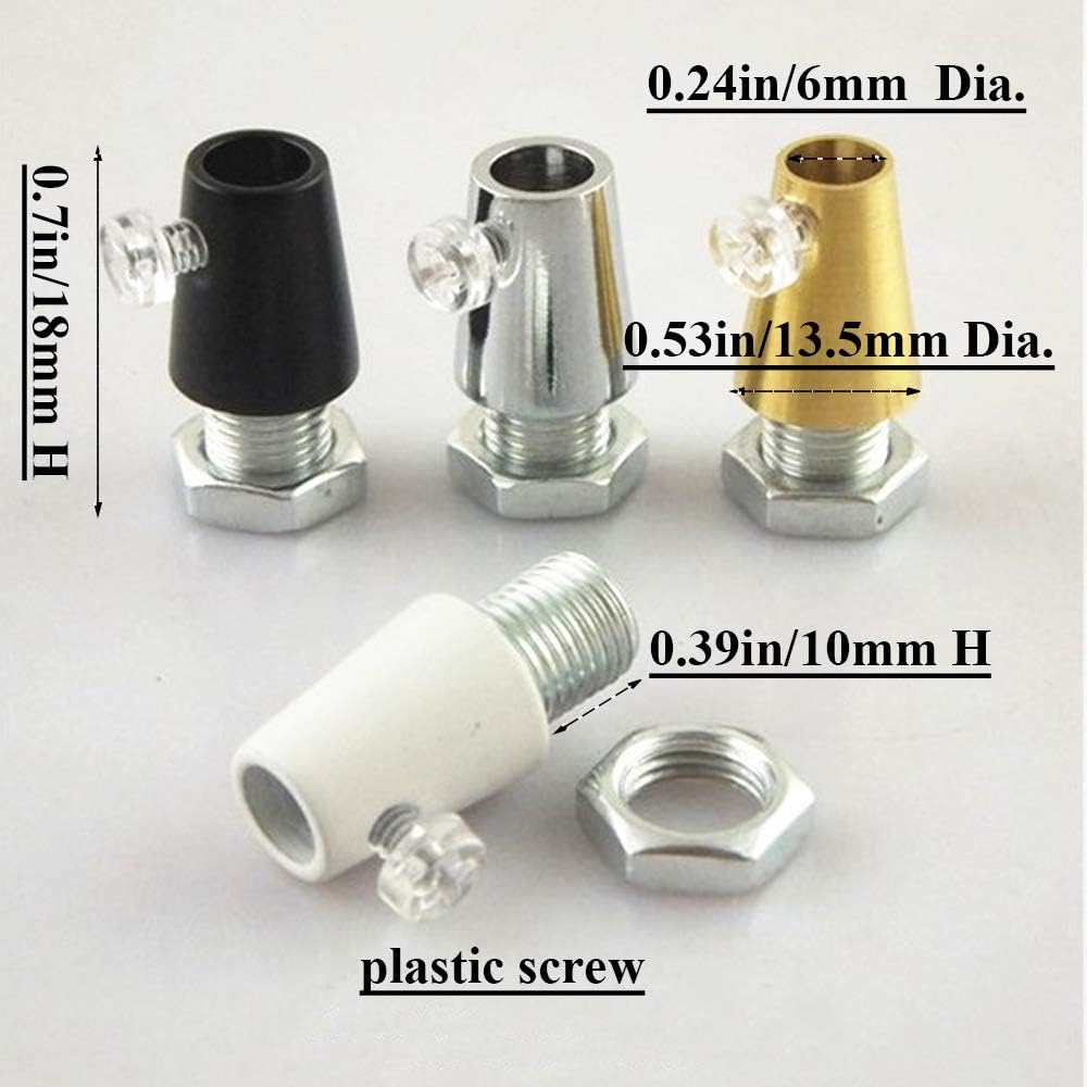 10Pcs Adjustable Fine Copper Wire Guide Cable Glands with 3/8IP Threaded Pipe and 3/8F Hex Nut Safety Buckle for Wiring Pendant Light Fitting Accessory DIY Hardwire Replacement,Black
