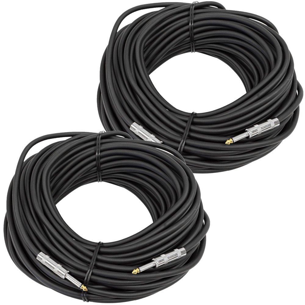 Cables de altavoz calibre 14 Pro Audio de 100 pies con conectores de un cuarto de pulgada heavy duty 7