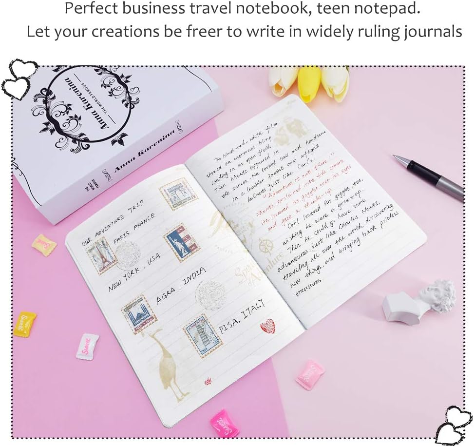 SINOBAND A5 PU Leather Journals Our Adventure Book Cover Writing Journal Travelers Notebook Daily Notepad with Designed Cartoon Inner Papers Set of 4 image 4