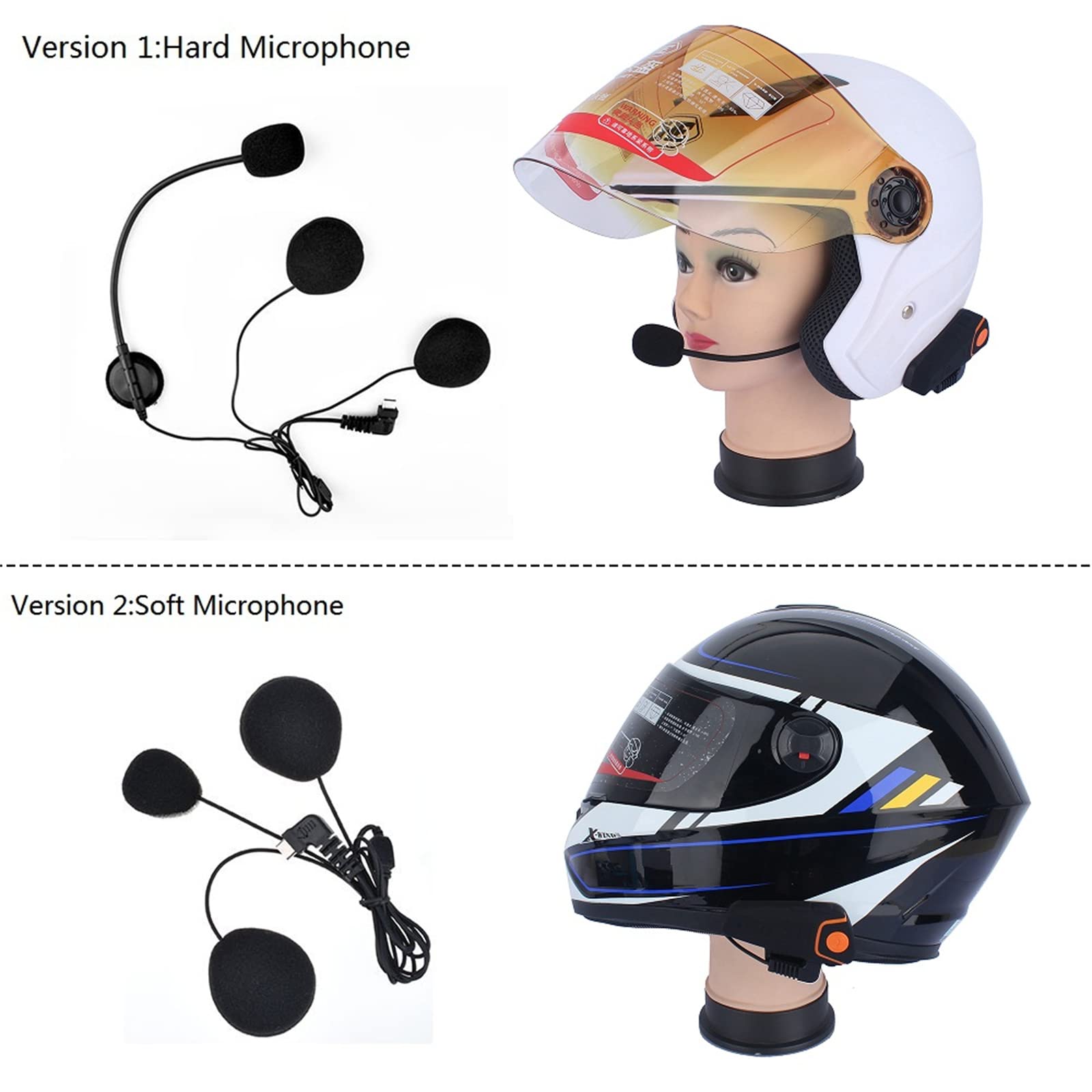Interfono Bluetooth Per Moto Interfono Per Moto Fuoristrada Casco Bluetooth Auricolare 1000M Bluetooth Sistema Di Comunicazione Per Moto, Vivavoce, FM,1pcs