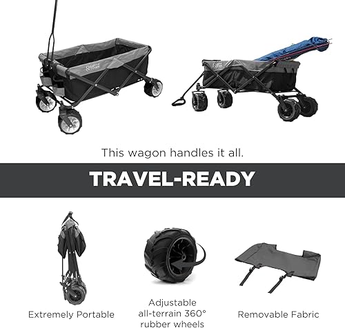 Miniatura 5 de Carro creativo al aire libre para niños, cochecito plegable todo terreno, carrito plegable  Playa Parque Jardín y Puerta Trasera  Negro y Gris