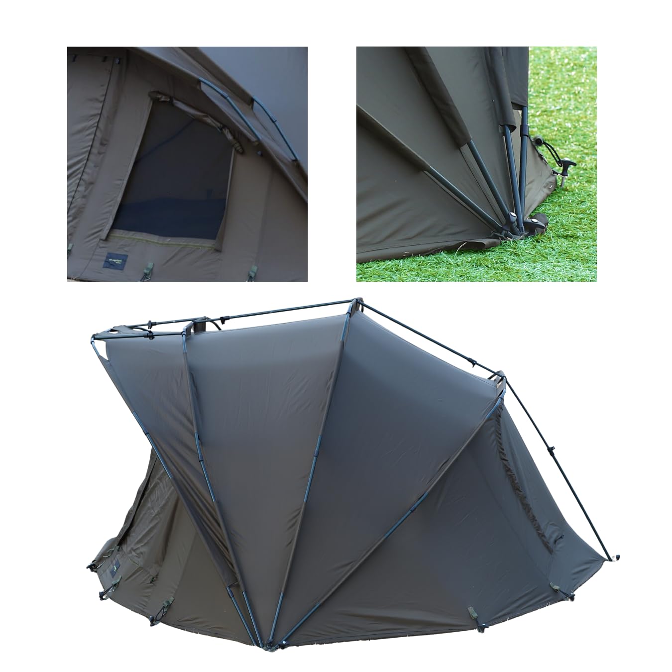 MK-Angelsport Fort Knox - Tenda da pesca per 2 persone, set completo con martello in gomma, tenda a cupola