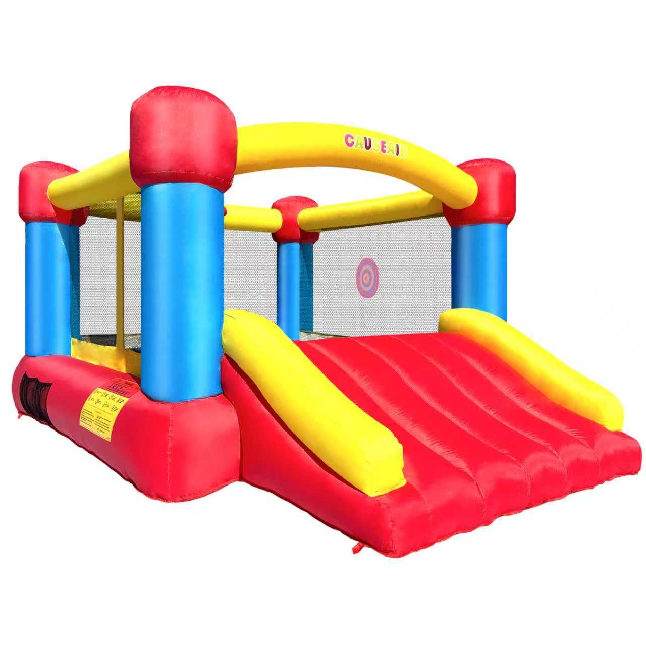 Causeair Inflatable Bounce House with Air Blower,12 ft L x 9 ft W,Basketball Hoop,Dart Ball Game,Durable PVC Coated Bounce Area,Jumping Bouncy Castle with Slide