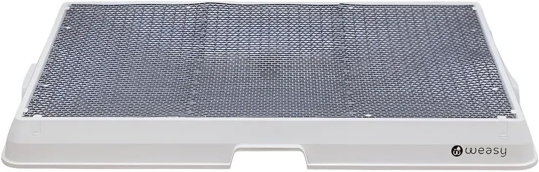 Weasy Indoor Dog Potty Tray for Small Dogs with Drain Hose | Reusable Dog Toilet | Puppy Potty Training System | Compatible with Weasy Bag - White and Gray - Small