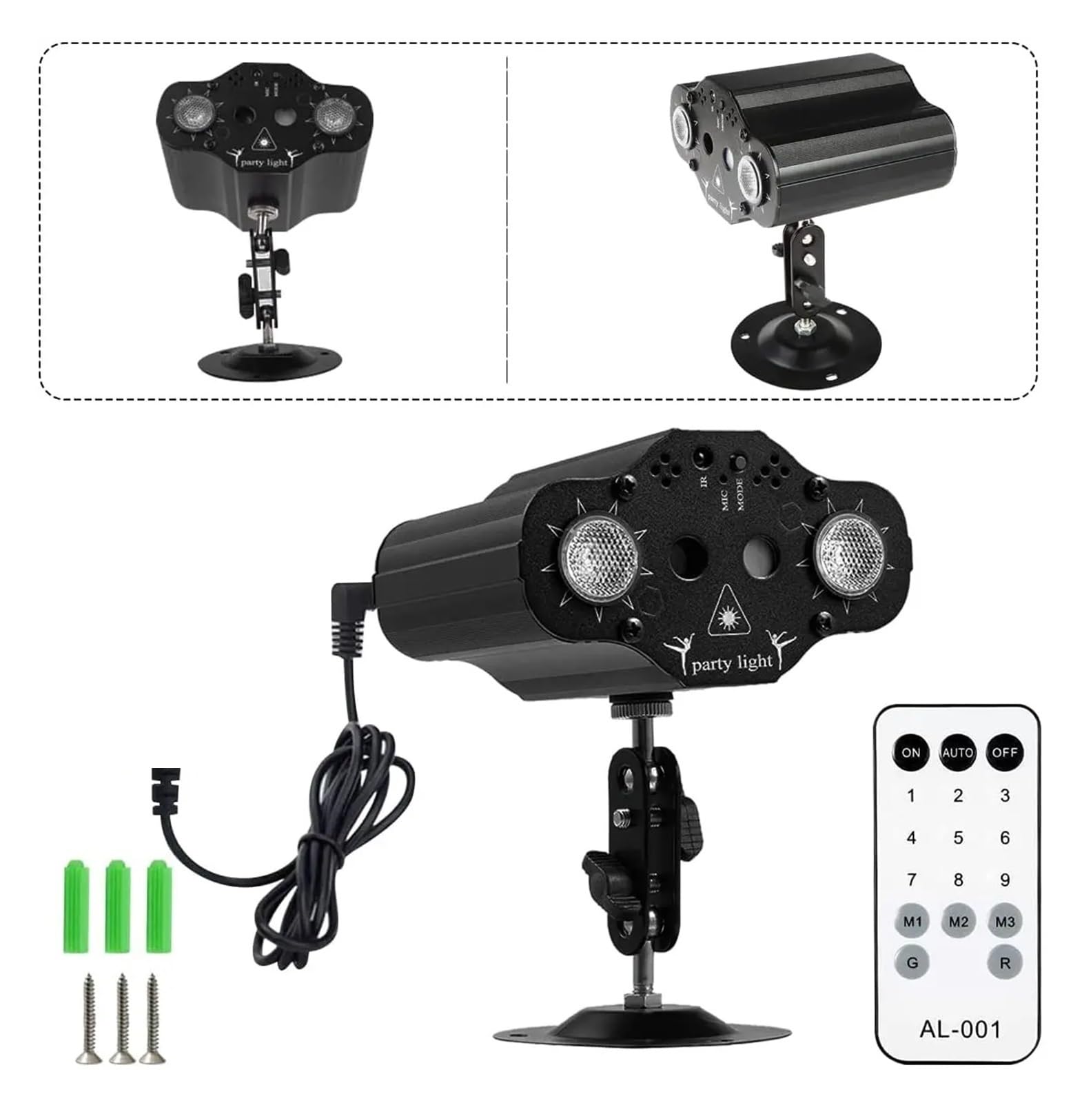 Luces del proyector Proyector de fiesta de DJ for escenario, luces estroboscópicas rojas, verdes y azules controladas por voz, for Club, vacaciones familiares, luces navideñas
