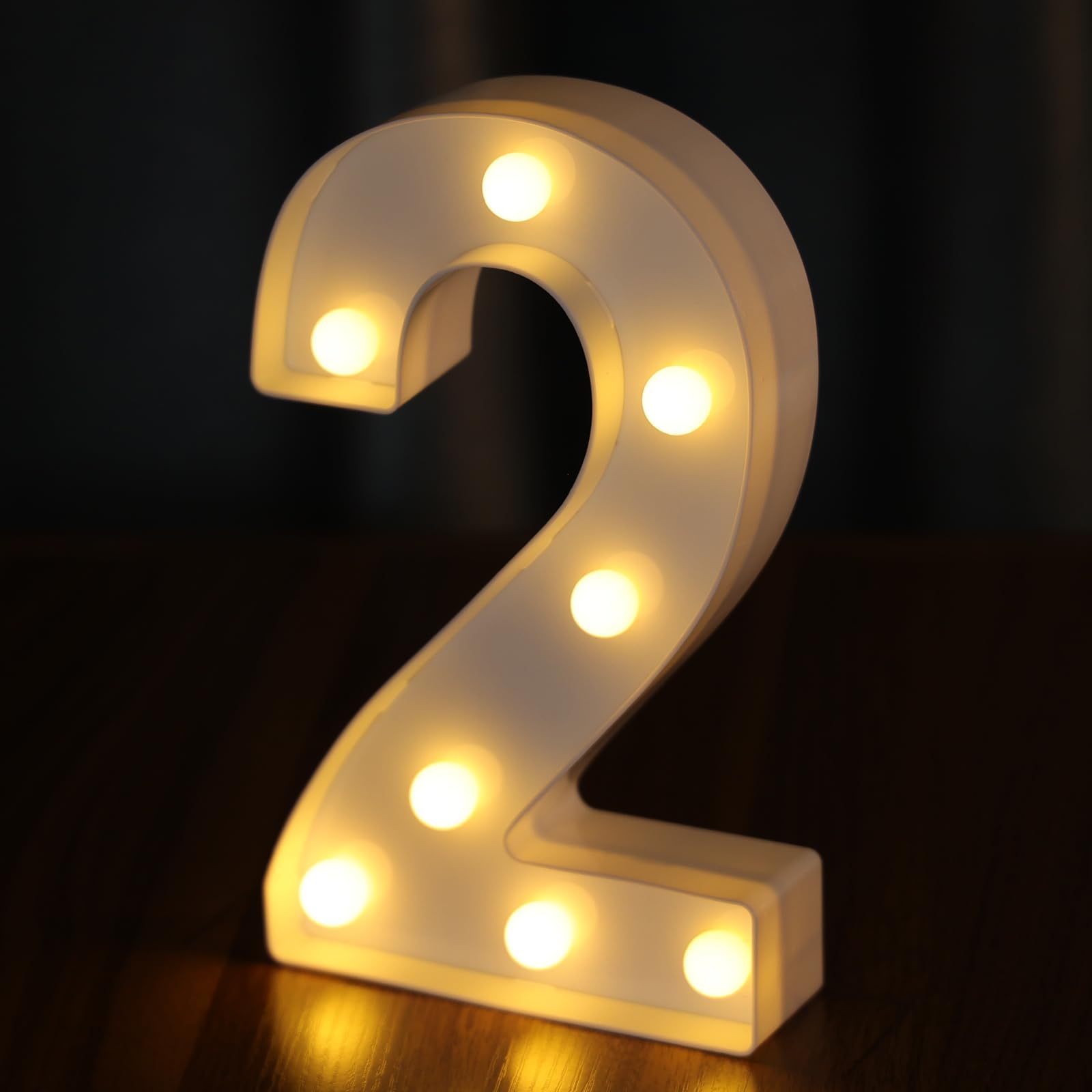 Light Up Numbers, Led Letter Lights 10 Number, Decorative Lighted Letters, Battery Powered Led Marquee Numbers for Party, Bar, Night Light, Home Decor(Number 2)