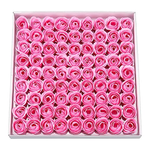 HOUSWEETY 81Pcs Bath Soap Rose Flower, Floral Scented Rose Petal Bouquet Cover