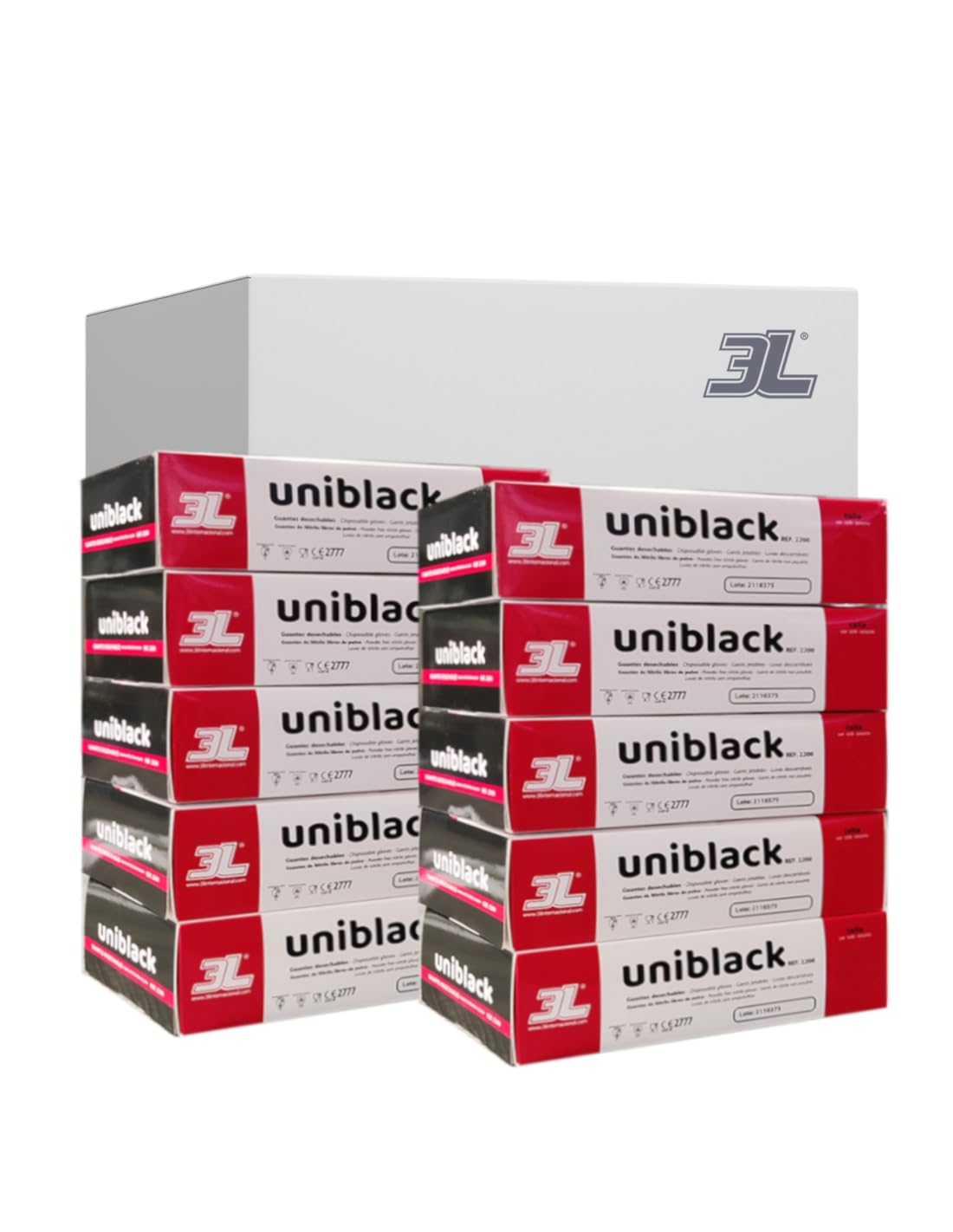 DISPIVAL 3L- PACK 10 CAJAS GUANTES DE NITRILO UNIBLACK 100 uds - Talla S