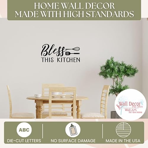 Miniatura 2 de Bless This Kitchen Quote Decals for Wall - Die-Cut Vinyl Wall Art - Inspirational Decals for Kitchen & Dining Room - Matte Vinyl Wall Decal Sayings