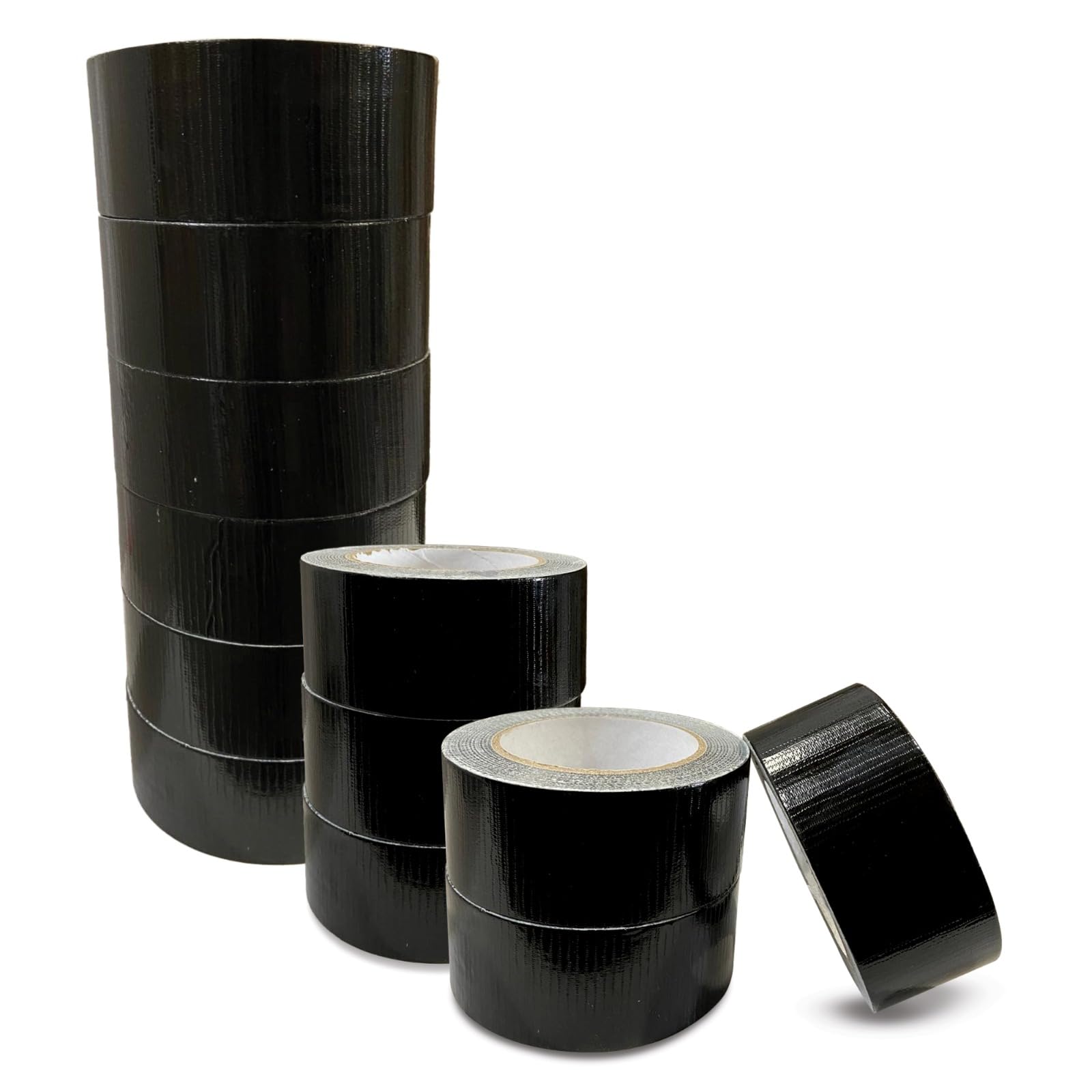 JeeJaan® 12 Rolls of Black Duct Tape 50mm x 50m Heavy Duty Gaffer Tape for Electrical Plumbing and Outdoor Use Strong Waterproof Adhesive Ideal for Sealing Fixing Wrapping and Repairing