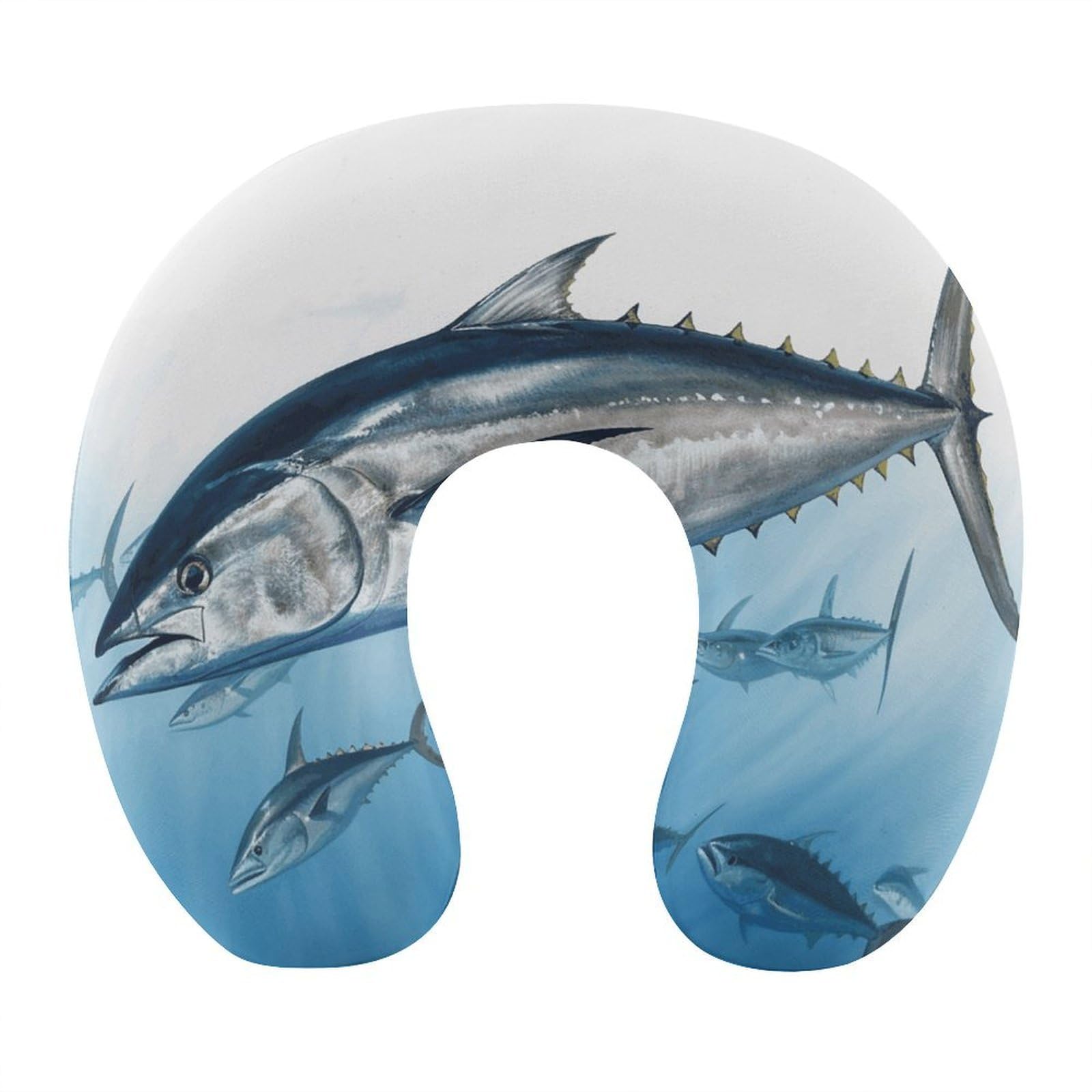 FekiLoot Bluefin Tuna Thunnus Travel Pillow,U Shaped Office Napping Pillow Support Neck and Head Comfortable Travel Neck Pillow U Shape Sleeping Essentials for Long Haul Flights