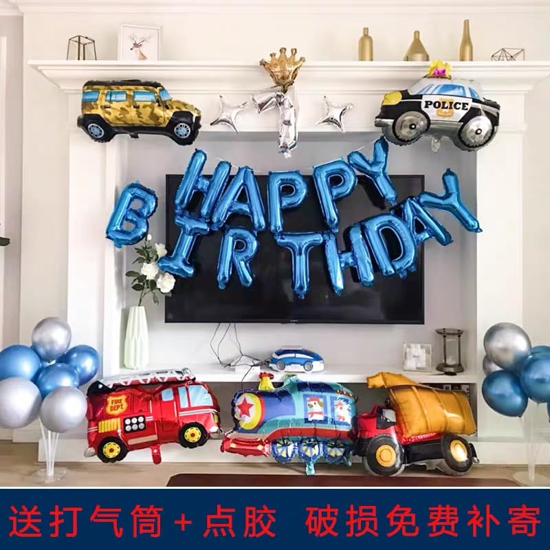 MEZHEN Palloncini Foil Treni Compleanno Decorazioni Palloncini Auto Happy Birthday Decorazioni per Feste di Compleanno Palloncino 9 Pezzi